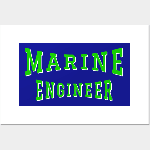 Marine Engineer in Green Color Text Wall Art by The Black Panther